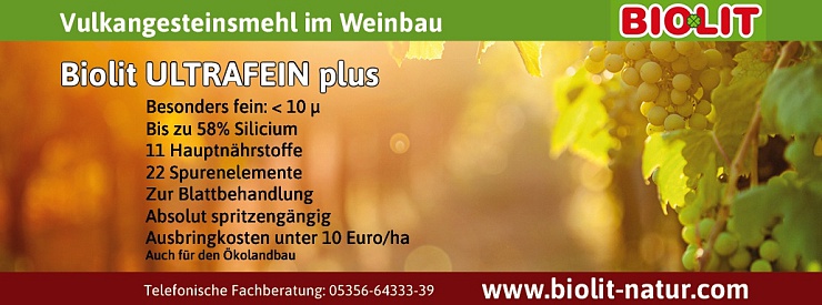 Weinbau Winzer Weinberg Biolit Ultrafein plus Blattbehandlung Spritzung